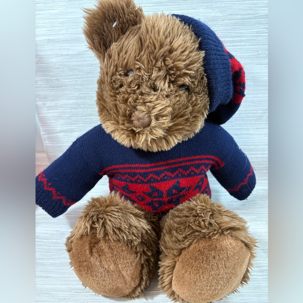 AMERICAN EAGLE ✨ VINTAGE 1996 holiday edition Brown Teddy Bear with Sweater EUC